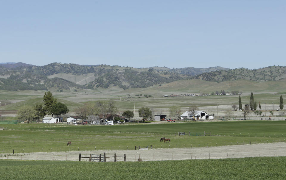 Horses graze in the Sites Valley, the location of a proposed reservoir, near Maxwell, Calif., Wednesday, March 19, 2014. In a show of bipartisanship, Democratic Rep. John Garamendi and Republican Rep. Doug LaMalfa proposed legislation for a federal study of the costs of building the Sites Reservoir in the valley that is about an hour's drive north of Sacramento. The bill would not guarantee federal funding for the reservoir, which is expected to cost between $2 billion and $3 billion dollars.(AP Photo/Rich Pedroncelli)