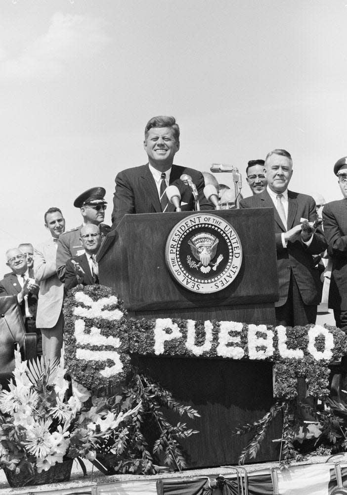 President John F. Kennedy during his 1962 trip to Pueblo.