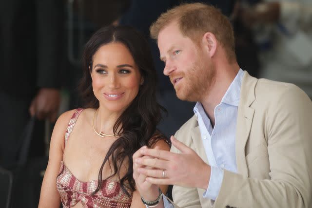 <p>Juancho Torres/Anadolu via Getty</p> Meghan Markle and Prince Harry in Bogota, Colombia on Aug. 15, 2024