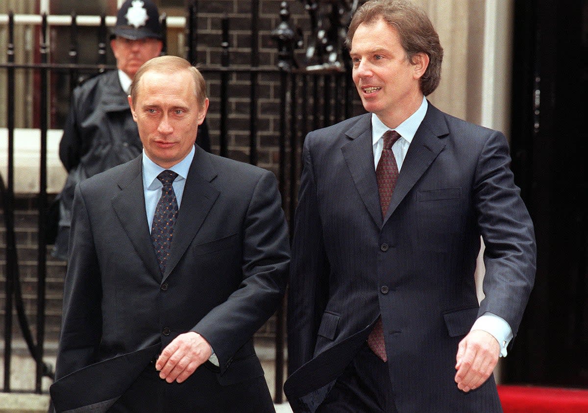 Tony Blair with Vladimir Putin during his visit to 10 Downing Street in 2000  (PA)