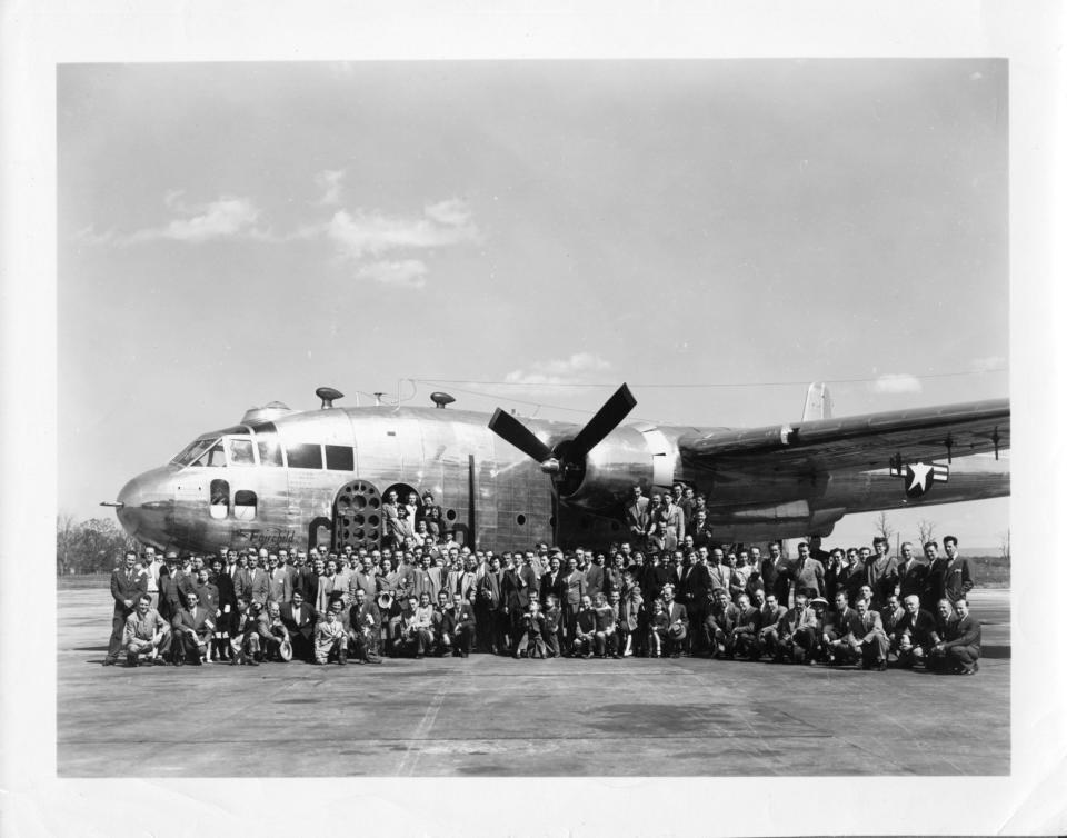 The Fairchild C-82 and its successor, the Fairchild C-119, were referred to as the “Flying Boxcar.” For the C-82, produced from 1944-1948, it became a nickname, but for the C-119, produced from 1949- 1955, the name was made official.