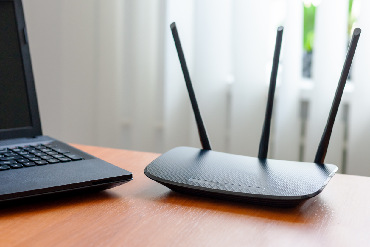 wireless router on desk