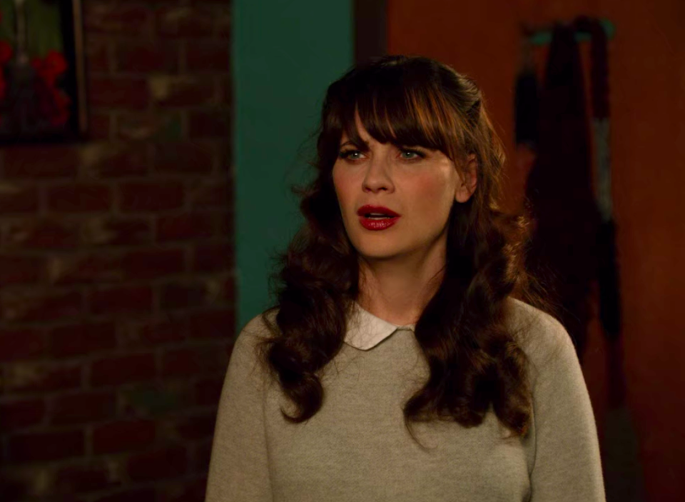 Jess from New Girl looking shocked and confused