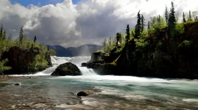 Tanalian Falls inside the Lake Clark National Park and Reserve in Alaska.