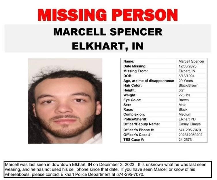 Marcell Spencer of Elkhart has been missing since Dec. 3. He was last seen at an Elkhart 7-Eleven store.