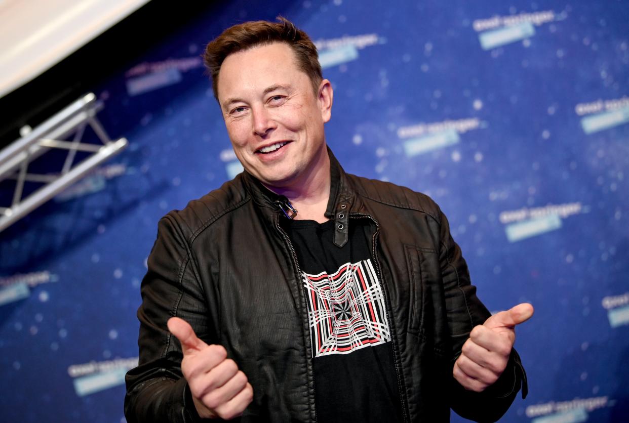 SpaceX and Tesla chief Elon Musk poses on the red carpet of the Axel Springer Award 2020 on 1 December, 2020  (Getty Images)