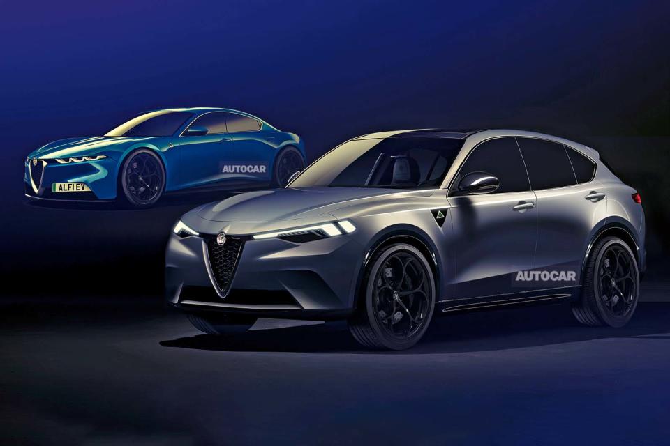 alfa romeo stevlio and saloon render