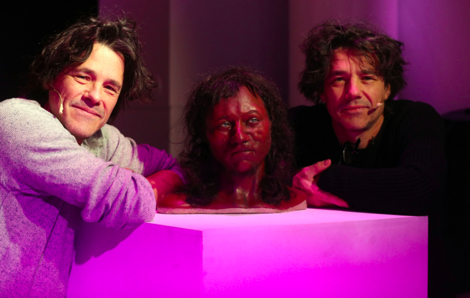 <em>‘Paleo artists’ Alfons and Adrie Kennis created the 3D model of Cheddar Man (PA)</em>