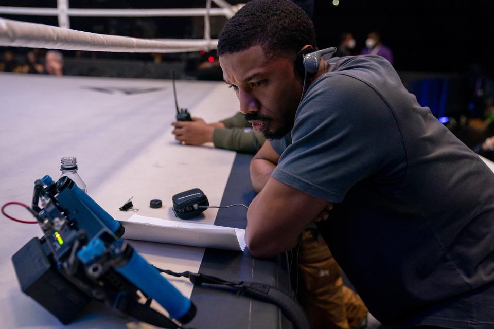 Director Michael B. Jordan on the set of his film