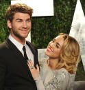 <b>Engaged: Miley Cyrus and Liam Hemsworth</b><br> Ah, young love. The 19-year-old pop star said yes to her actor boyfriend of three years this summer. However, the pair are in no hurry to wed, with Miley focusing on her new album and Hemsworth busy filming Hunger Games.