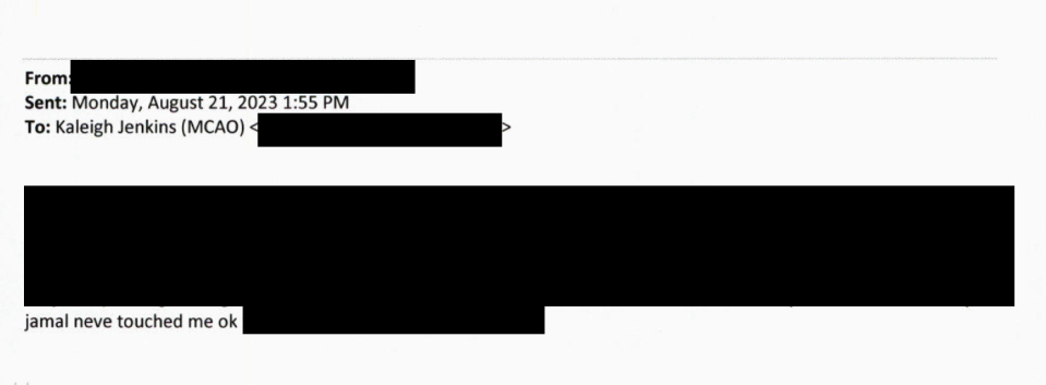 An email from the woman prosecutors claim Jamaal Pennington assaulted, claiming Pennington did not assault her, was sent to Maricopa County Attorney's Office on the second day of trial. Prosecutors successfully convicted Pennington anyway.