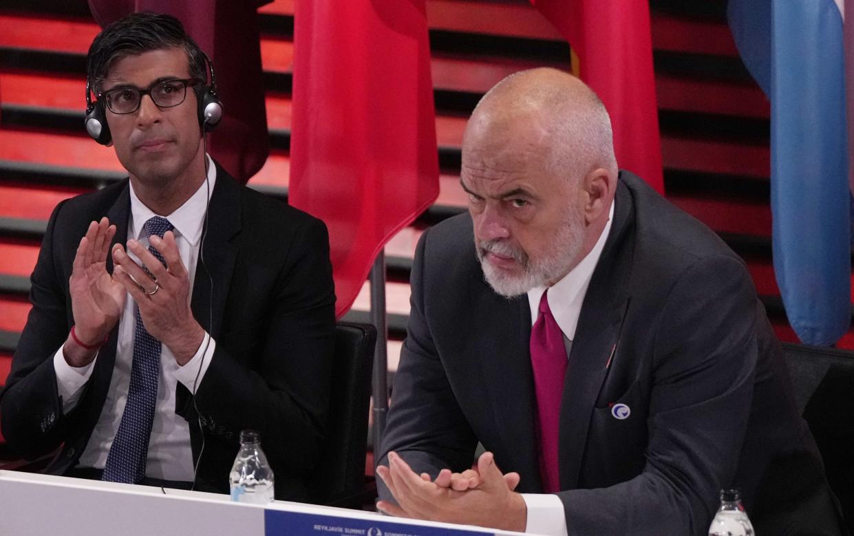 Rishi Sunak and Edi Rama, the Albanian prime minister, at this week's Council of Europe summit in Iceland - Alastair Grant/WPA Pool/Getty Images