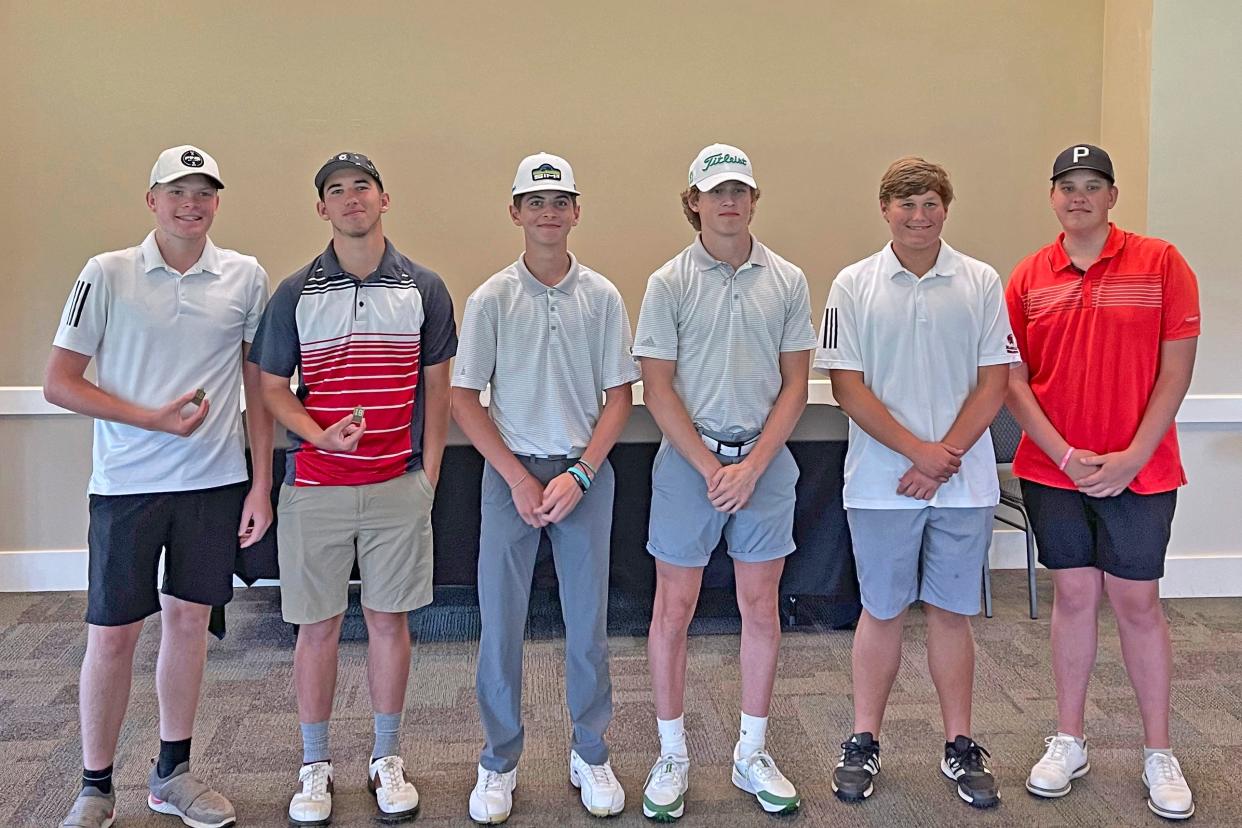 Coldwater's Jett Galloway, far right (red shirt), earned Interstate 8 All Conference All Tournament team honors with his fifth place finish. Galloway also earned I-8 All Conference HM honors for the season