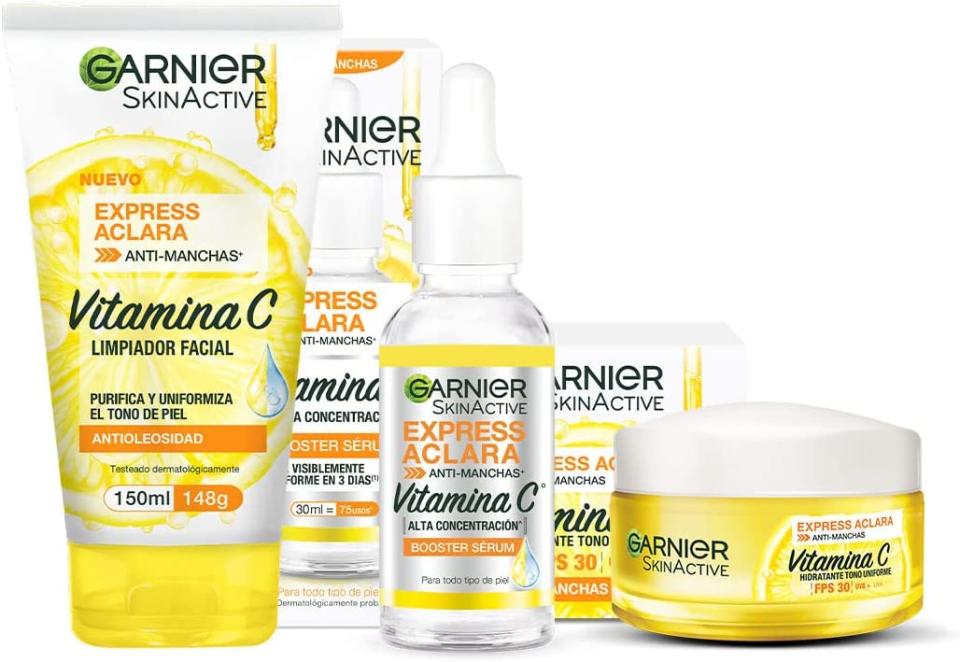 Garnier Skin Active Kit express aclara: serum, crema y gel con vitamina c/Amazon.com.mx