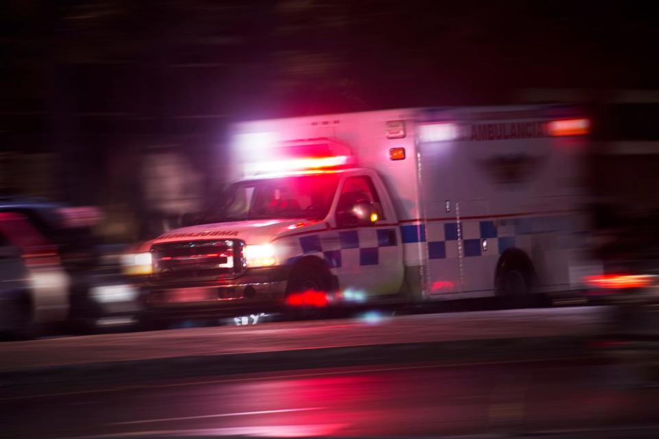 An ambulance responds to an emergency call.