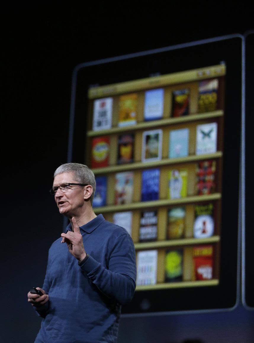 Apple CEO Tim Cook speaks during an event to announce new products in San Jose, Calif., Tuesday, Oct.  23, 2012. (AP Photo/Marcio Jose Sanchez)