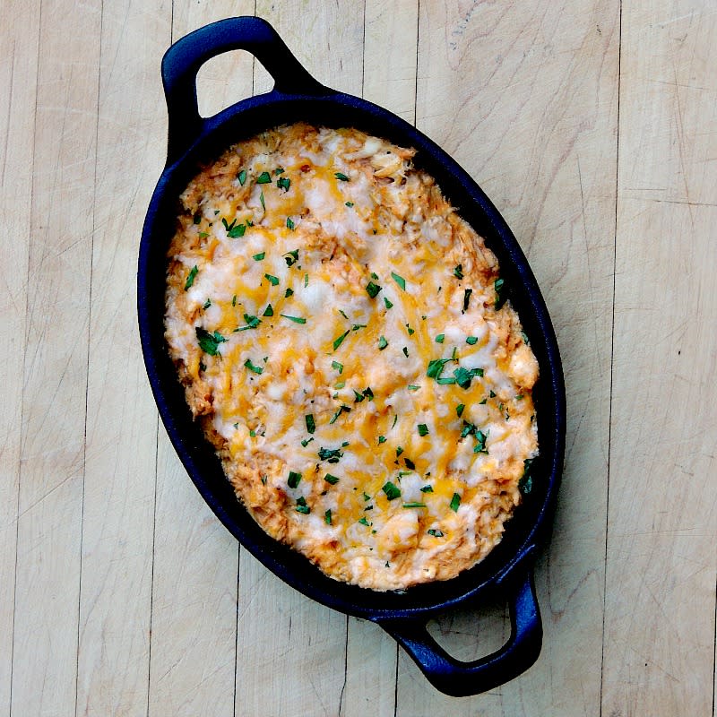 <p>Bobbi's Kozy Kitchen</p><p>This tangy and creamy dip is sure to be a hit. </p><p><strong>Get the recipe: <a href="/841550/bobbiburleson/buffalo-chicken-aka-chicken-crack-dip/" data-ylk="slk:Buffalo Chicken Dip;elm:context_link;itc:0;sec:content-canvas" class="link rapid-noclick-resp">Buffalo Chicken Dip</a></strong></p>