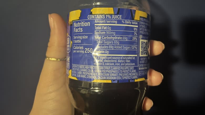 Nutrition information for pineapple Pepsi