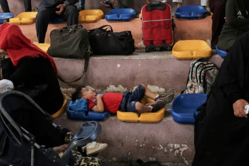 A Palestinian child at the Rafah border crossing, in the southern Gaza Strip, on May 18, 2018