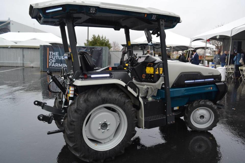 Monarch Tractor unveiled what it called the first all-electric, driver-optional farm tractor in Livermore CA on Dec. 1, 2022.