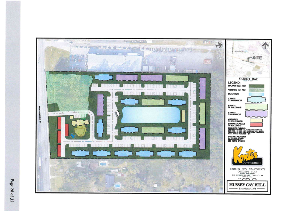 Konter Development Company proposal for a townhome complex off of U.S. 80 in Garden City.