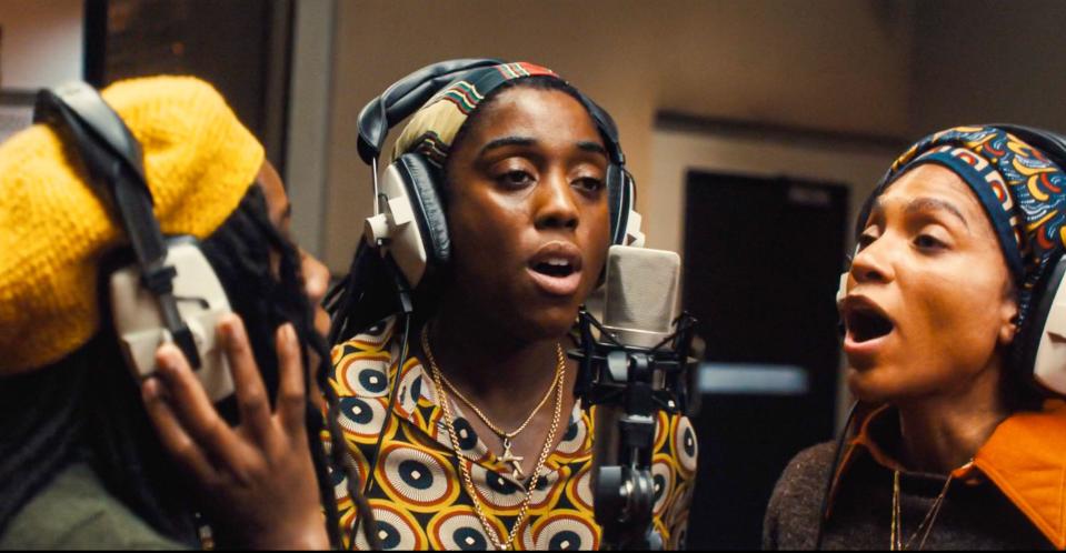 USA. Lashana Lynch  in a scene from  (C)Paramount Pictures new film : Bob Marley: One Love (2024). Plot: A look at the life of legendary reggae musician Bob Marley. Ref: LMK110-J10451-170124 Supplied by LMKMEDIA. Editorial Only. Landmark Media is not the copyright owner of these Film or TV stills but provides a service only for recognised Media outlets. pictures@lmkmedia.com