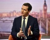 Britain's Chancellor of the Exchequer George Osborne is seen speaking on the BBC's Andrew Marr Show, in this handout photograph received via the BBC in London, Britain on March 13, 2016. REUTERS/Jeff Overs/BBC/Handout via Reuters