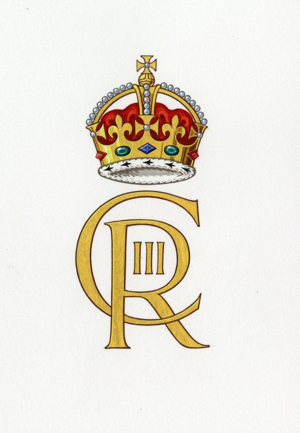 查爾斯三世的「皇家密碼」，由字母C、R，和羅馬數字III組成。（翻攝@chrisshipitv推特）