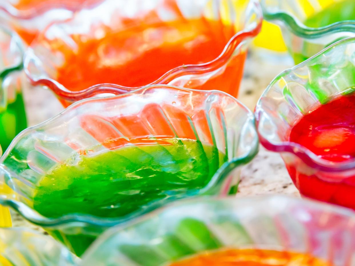 colorful jello in fluted cups