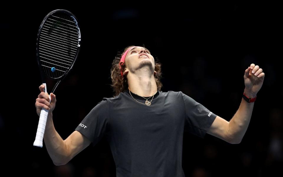 Sascha Zverev celebrates victory over Roger Federer, a win that wasn't rapturously received by the O2 crowd - Getty Images Europe