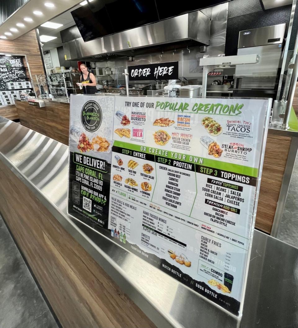 Order at the counter at Bubbakoo's Burritos in Cape Coral.