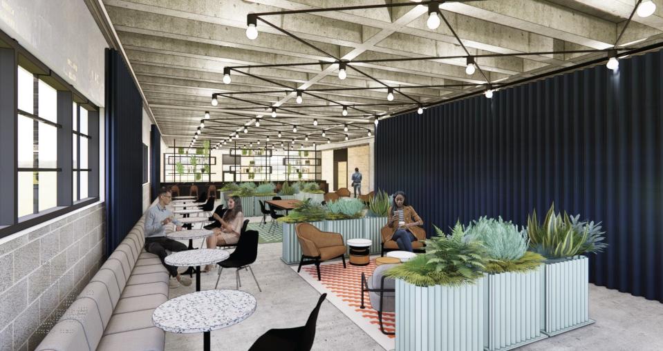 A photo rendering of the interior of a planned entrepreneurship hub at 510 S. Main St., in the place of the former Salvation Army building in downtown South Bend.