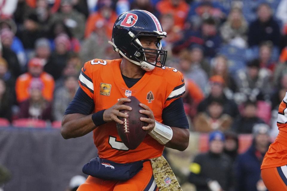 Denver Broncos quarterback Russell Wilson against the Las Vegas Raiders.