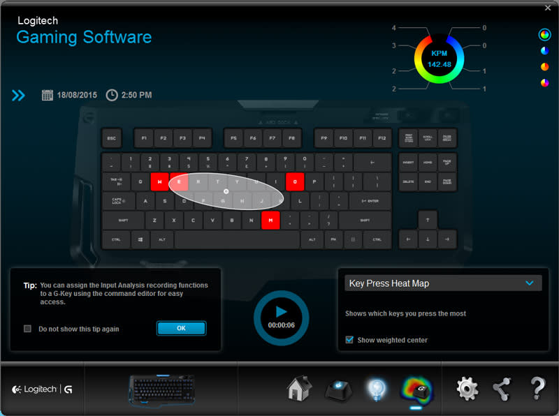 Finally, the LGS also has the Heat Map section, where a user can see which keys are constantly being used. If you're a tournament player in a game like Starcraft, this would probably be of great help to you since micromanagement is key in the game.