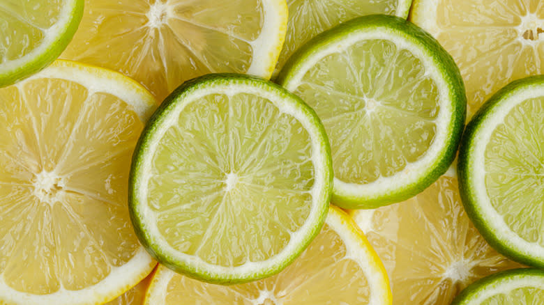 slices of lemon and lime