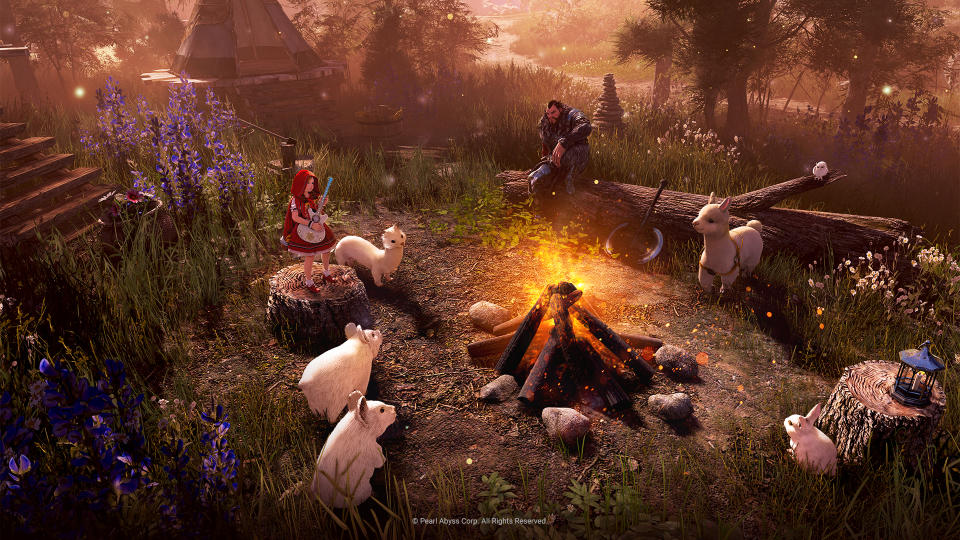 Black Desert characters surrounding a campfire