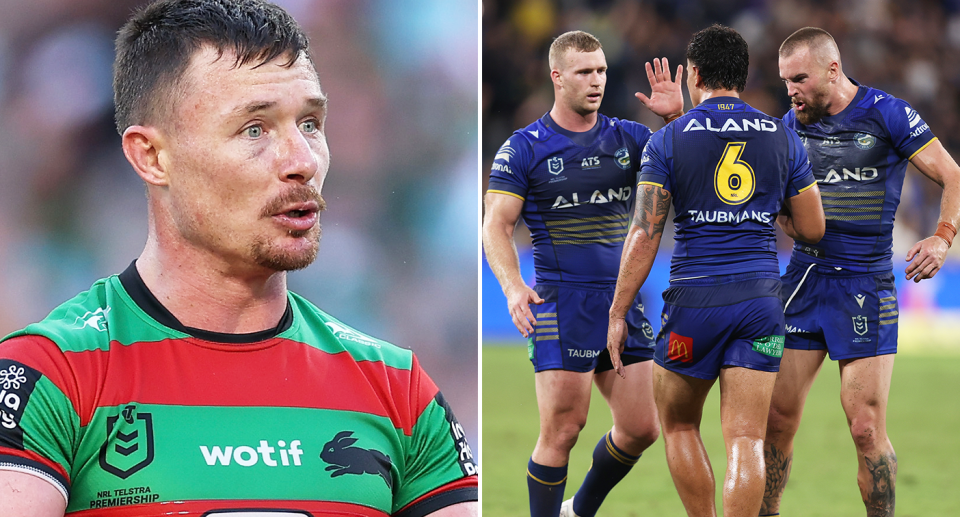 Jason Demetriou has recalled Souths hooker Damien Cook for their clash with the Storm, while the Eels have shaken up their side after a dismal display against the Dolphins. Image: Getty