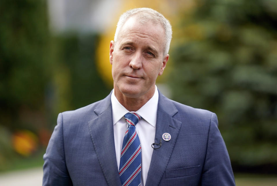 FILE - U.S. Rep. Sean Patrick Maloney, D-N.Y., speaks to a reporter before an event in Armonk, N.Y., Wednesday, Oct. 26, 2022. Maloney is running for re-election in New York's 17th congressional district (AP Photo/Seth Wenig, File)