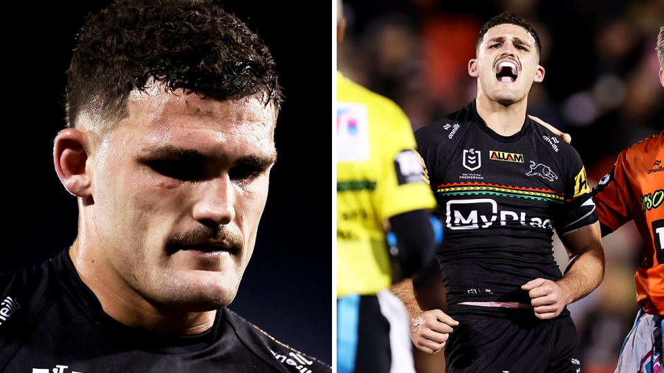 Nathan Cleary walks off the field after an injury.