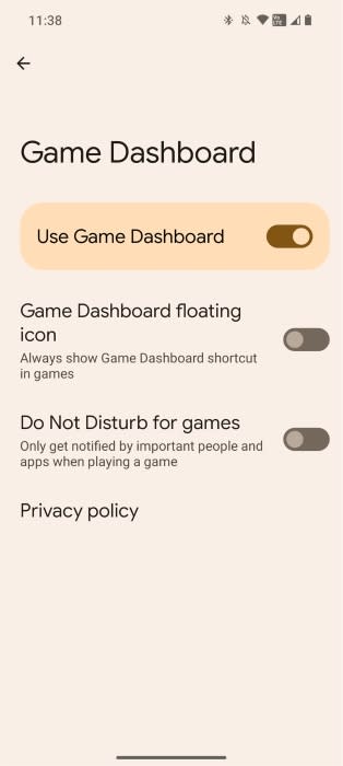 Nothing OS 2.0 Game dashboard settings