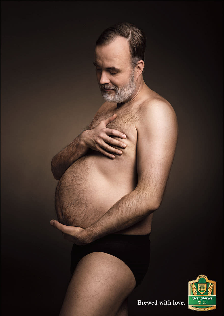 German beer ads compare beer bellies to baby bumps