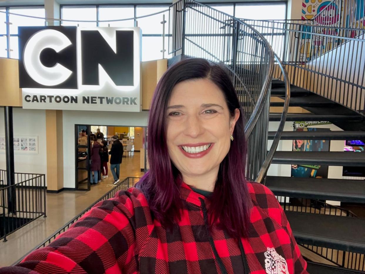 Amanda Adler smiling at Cartoon Network Hotel in Pennsylvania
