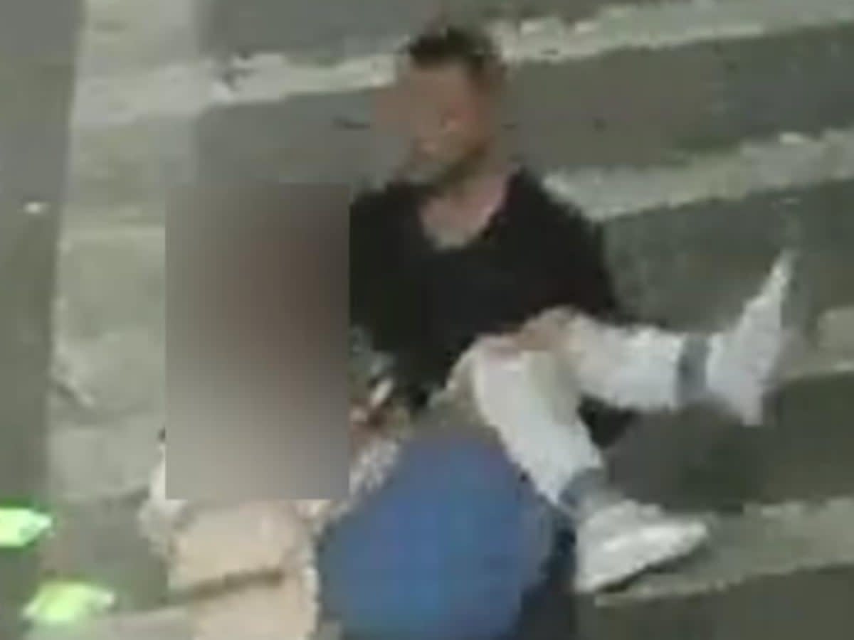 Surveillance images show a man kidnapping a woman off a street in Brooklyn (NYPD)