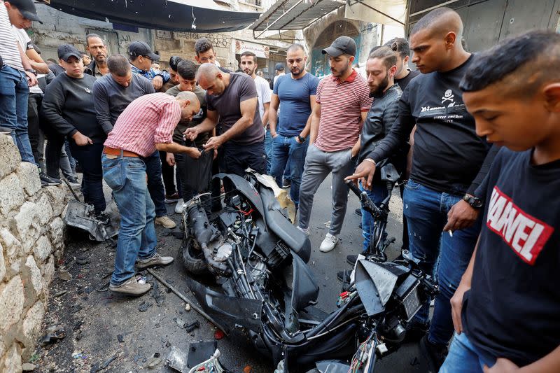 Scene of killing of Palestinian Den of Lions member Tamer Kilani, in Nablus