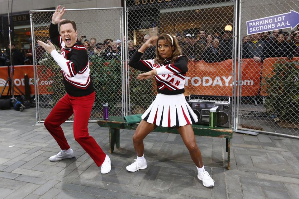 <p>It was peppy cheerleader time for Willie and Tamron, as the two mimicked Will Ferrell and Cheri Oteri's well-known skit for the morning show special.</p>