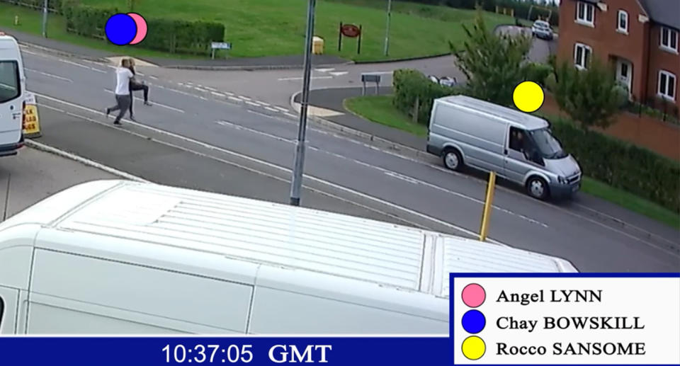 CCTV of the moment Bowskill grabbed Angel.