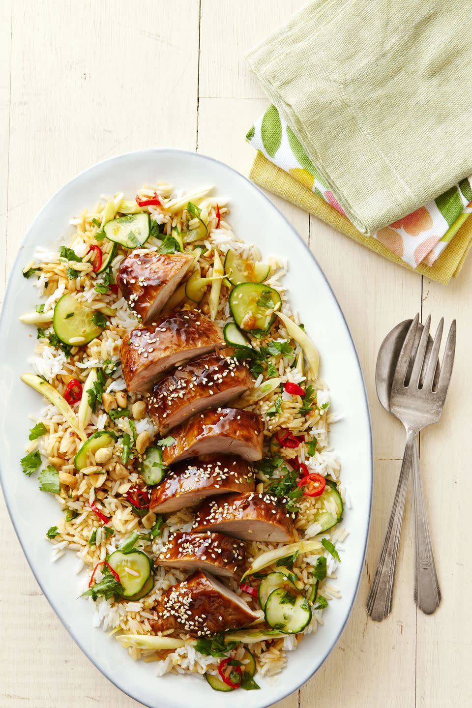 Hoisin-Glazed Pork Tenderloin with Asian Rice Salad