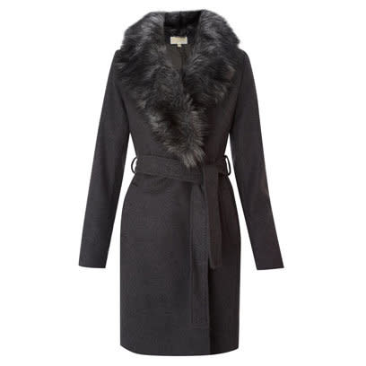 Grey coat with fur collar Michael Kors at Hose of Fraser