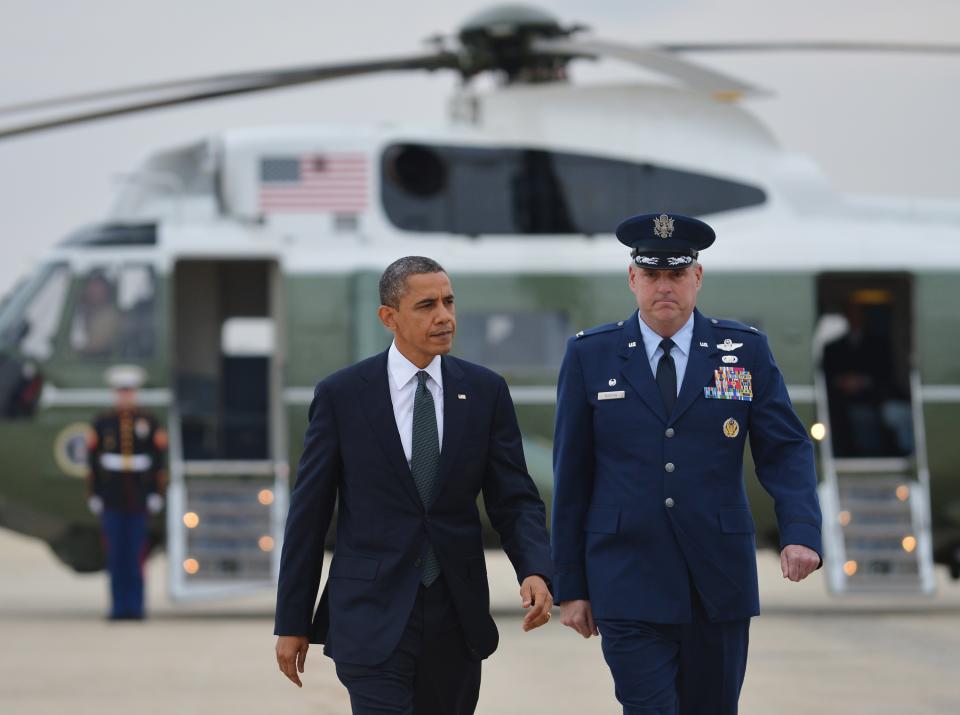 Former US President Barack Obama with Mike Minihan in 2012. Source: Getty