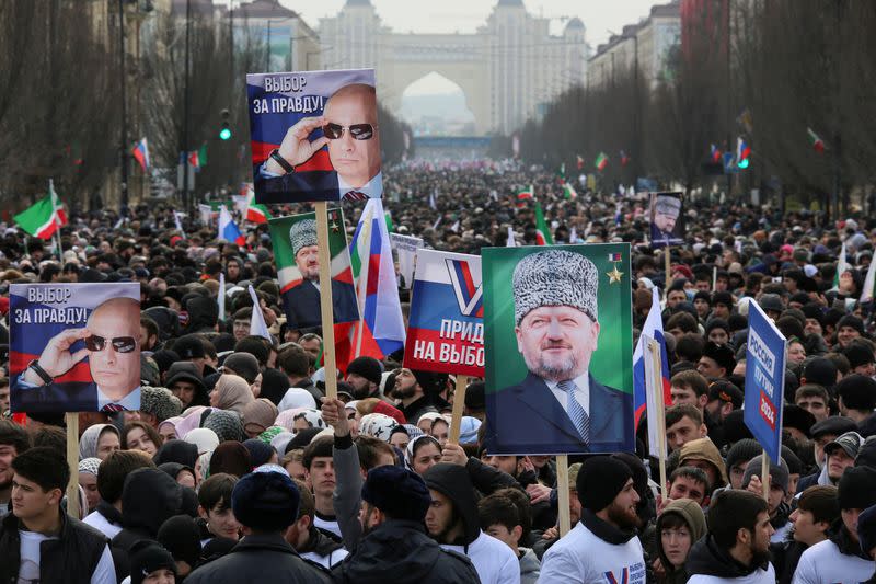 People mark upcoming presidential election in Grozny